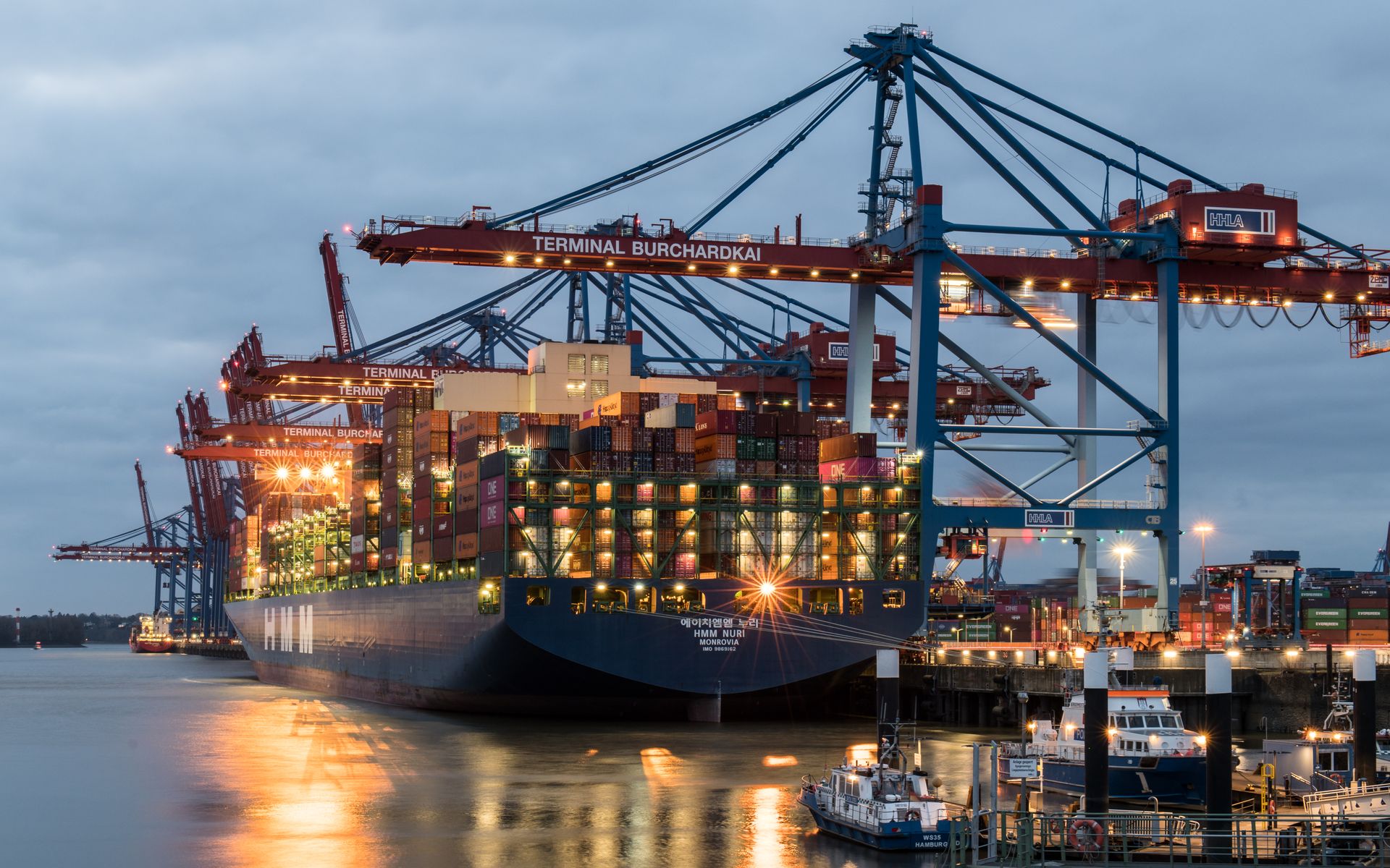 Container ships at an international port